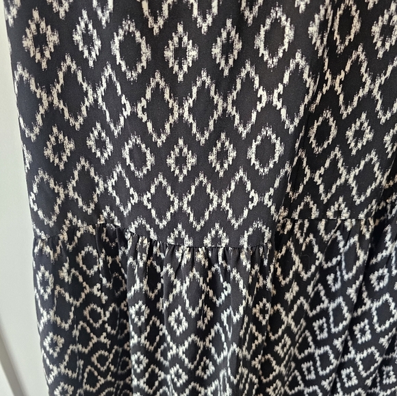 Banana Republic Black White Ikat Maxi Dress XS Summer Sleeveless Racerback - Picture 2 of 10